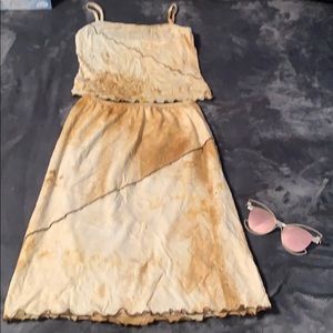 Sexy Tan and Brown Faded Top and Skirt Set